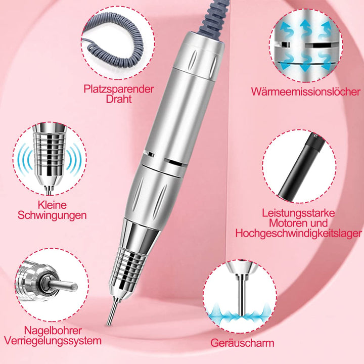 Nagelfeile Elektrisch für gelnägel,NAILGIRLS 11 in 1 Nagel Fräsmaschine,35000 U/Min Nail Drill Nagel