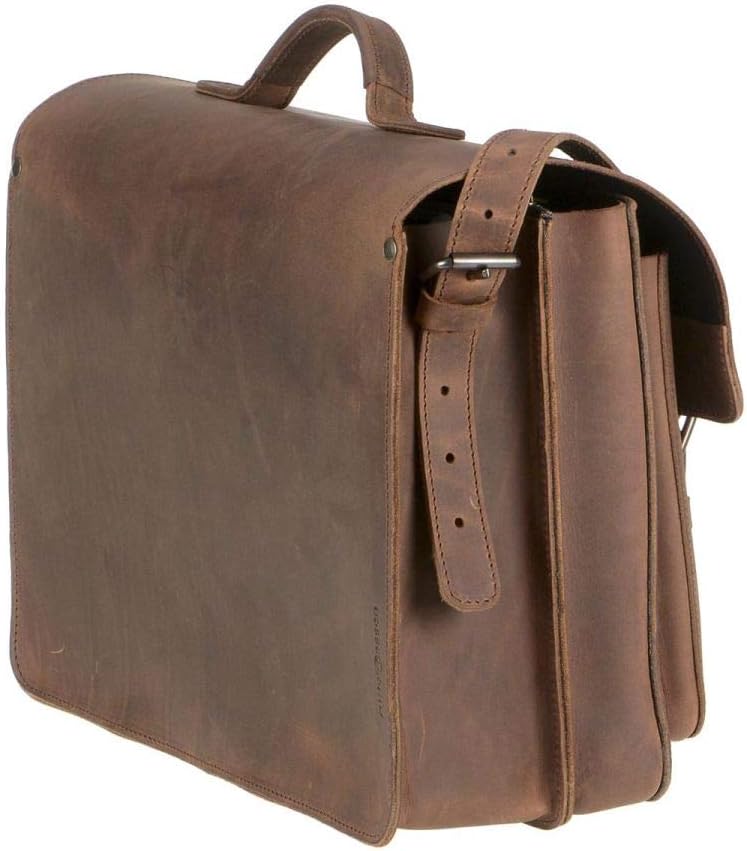 Ruitertassen Lehrertasche Leder Damen Herren Schultasche Aktentasche 2 Fächer Ranger braun