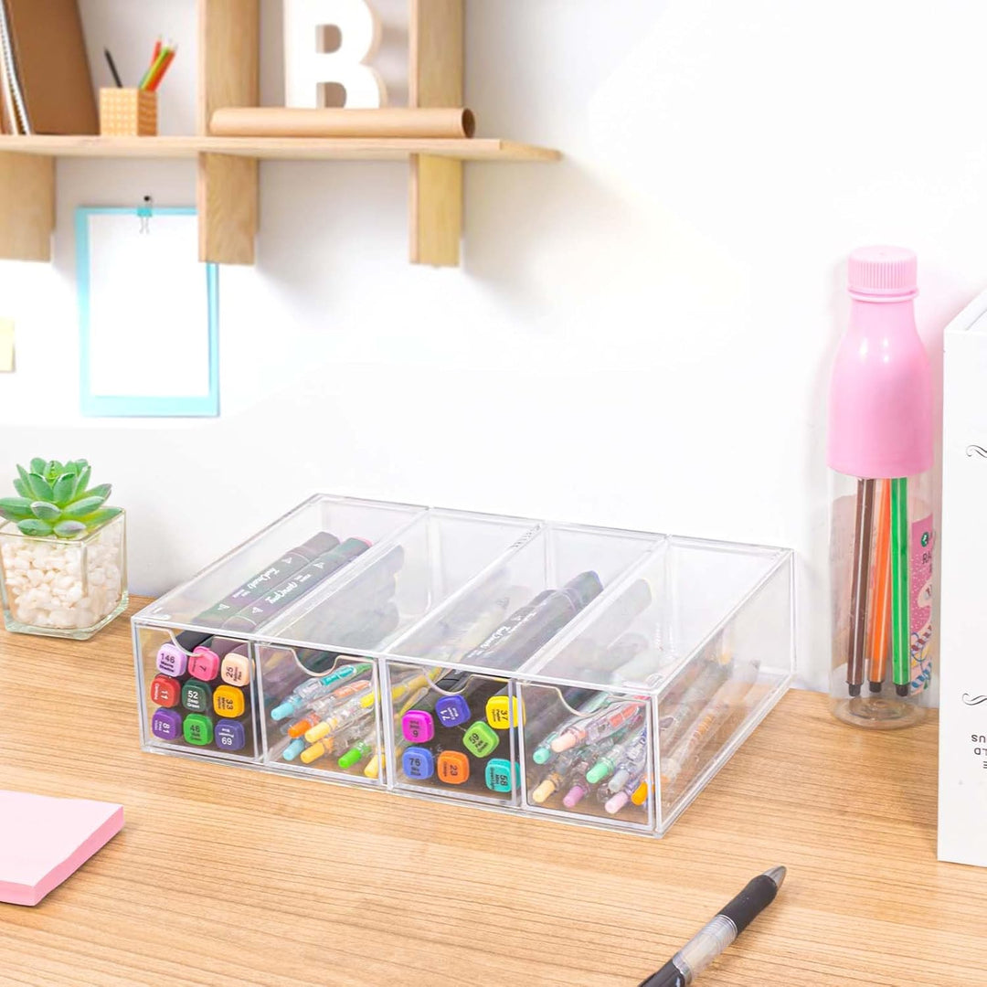 Vowcarol Washi-Tape-Organizer - Transparent Kunststoff - 4 Schubladen - 17,78 x 5,72 x 22,86 cm - Fü