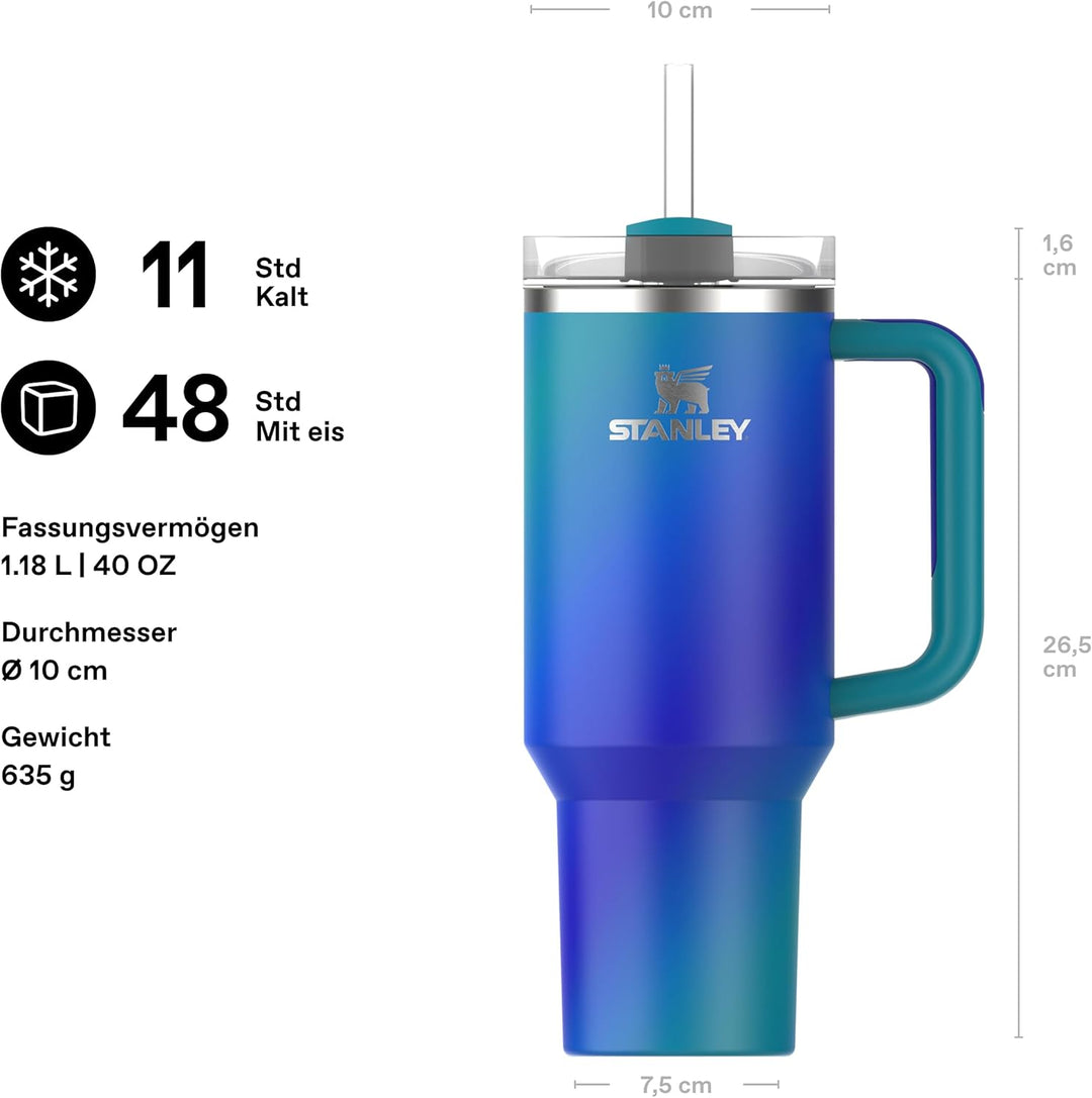 Stanley 1913 Quencher H2.0 Flowstate Trinkflasche Mit Strohhalm - Thermobecher Kühlt 11 Stunden - 48