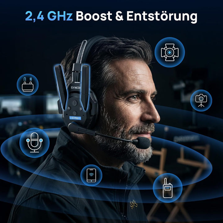 SYNCO XTALK XPRO5 Intercom Headset Doppelantenne für Film &amp; Team (5PCS) | 500m/1640ft Reichweite, 2.