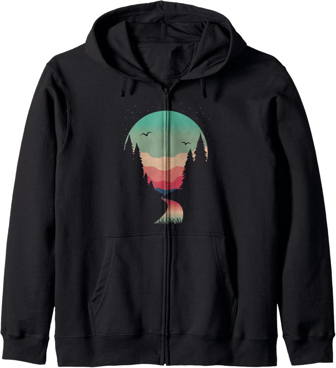 Camping hiking Mountain stream Scene retro vintage Kapuzenjacke