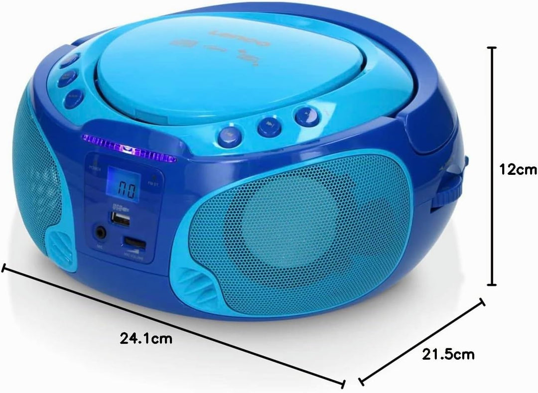 Lenco SCD-650 - tragbares CD-Radio - Kinder-Boombox - USB &amp; Mikrofon - 6 Watt Boombox - USB Playback