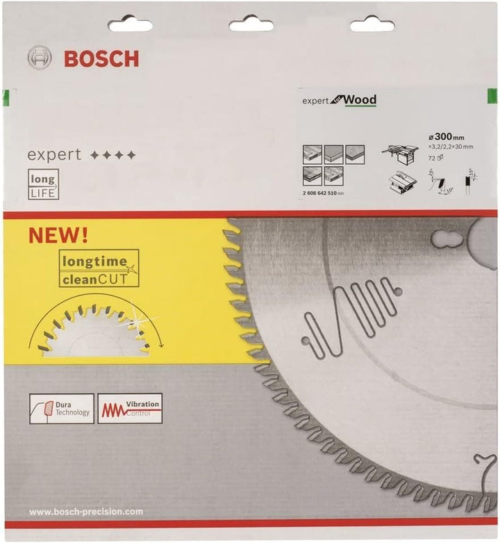 Bosch ProfessionalKreissägeblatt Expert für Wood, 300 x 30 x 3,2 mm, 72, 2608642510