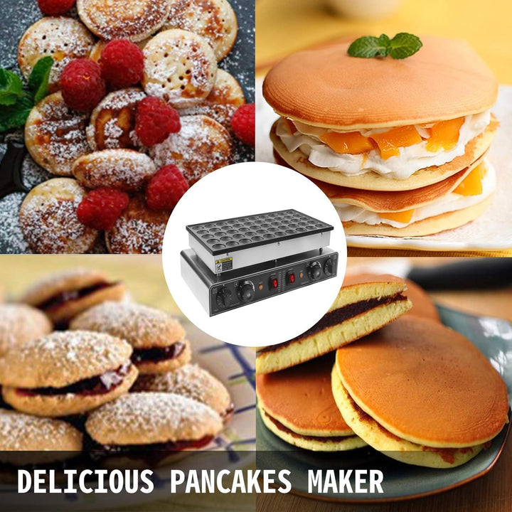 Mini Dutch Pancake Maker 50PCS, Kommerzielle Antihaft-Crepesmaker Maschine 50-300℃ Temp und 0-5 Zeit