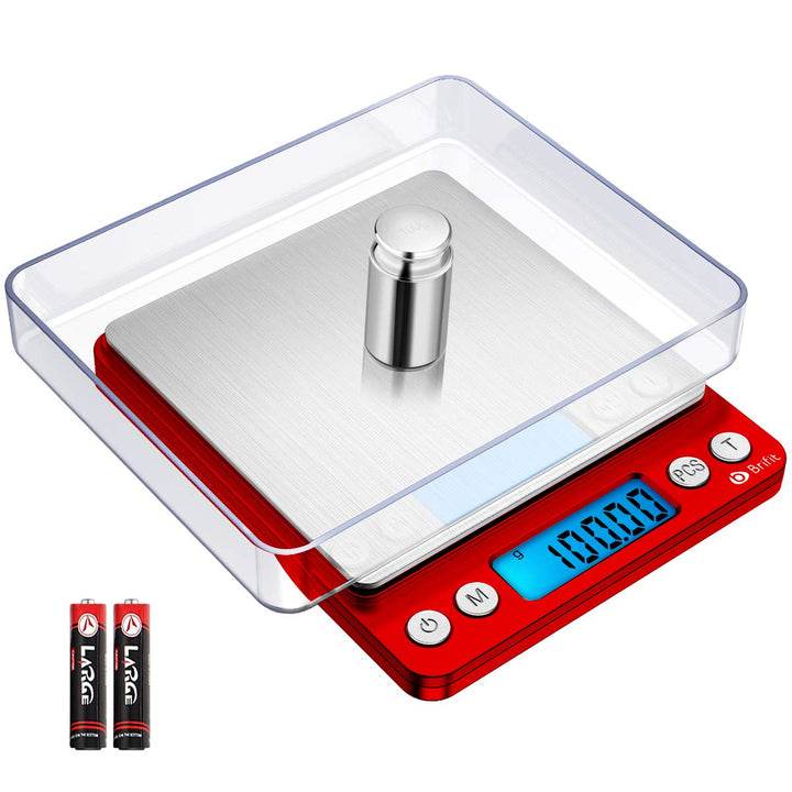 Brifit Taschenwaage 0,01g, Feinwaage 500g/0,01g Digitalwaage, Briefwaage, Grammwaage, mit EIN 100g E