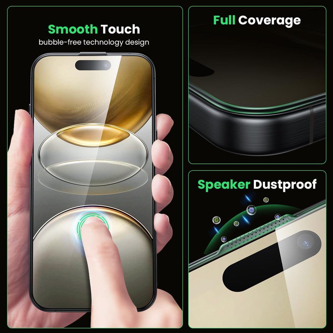 WSKEN für iPhone 16 Pro Max für Panzerglas Sichtschutz - [24°Anti Spy][Auto Dust-Elimination] 9H Här