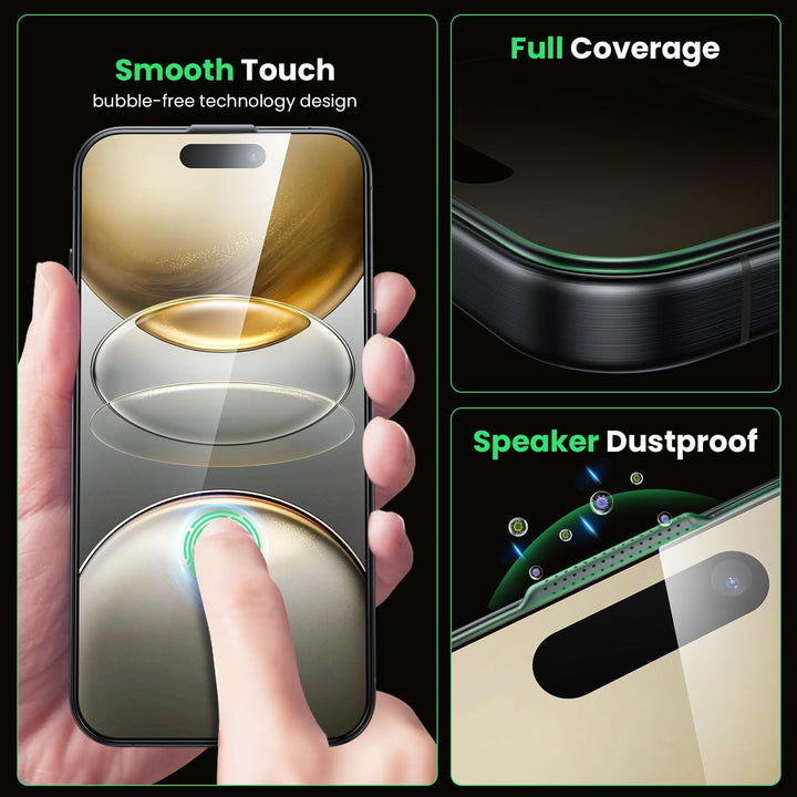 WSKEN für iPhone 16 Pro Max für Panzerglas Sichtschutz - [24°Anti Spy][Auto Dust-Elimination] 9H Här