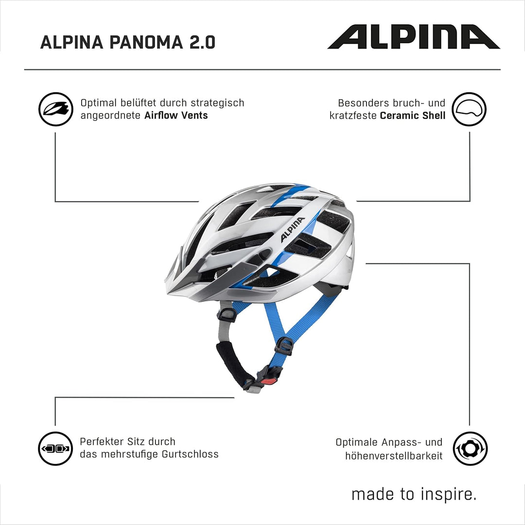 ALPINA PANOMA 2.0 L.E. - Reflektierender & Optimal Belüfteter Fahrradhelm Mit Fliegennetz & Nachrüst