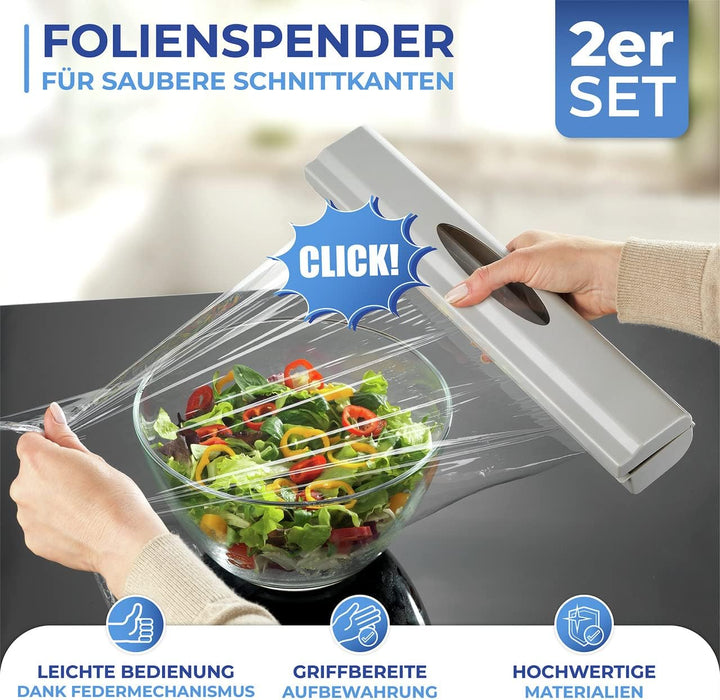 WENKO Folienschneider Perfect-Cutter, 2er Set, praktischer Abroller für Frischhaltefolie und Alufoli