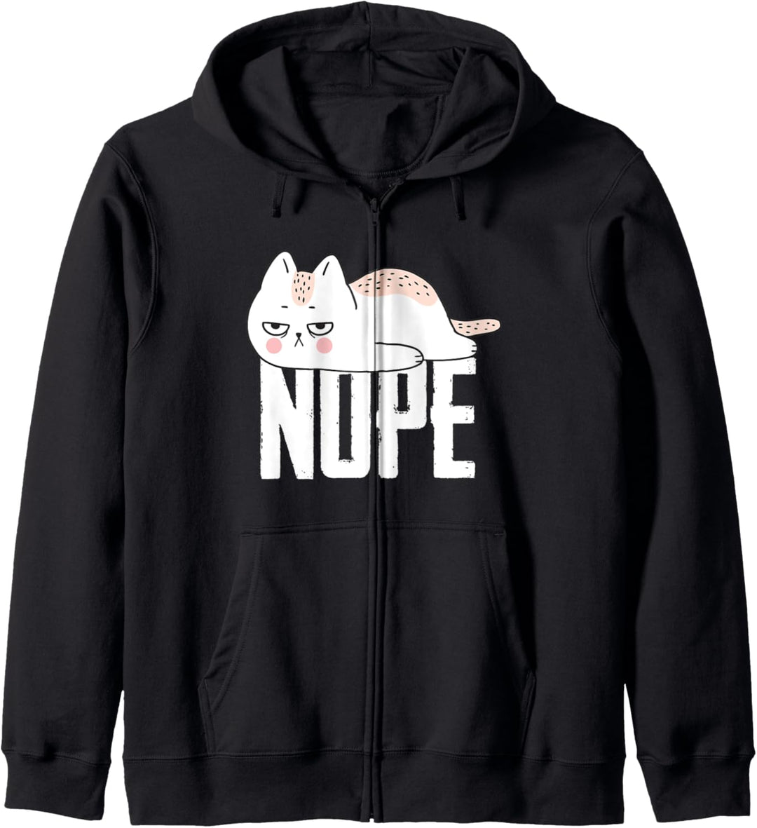 Nope Funny Lazy Cat Pun Sarcastic Gift Idea Kapuzenjacke
