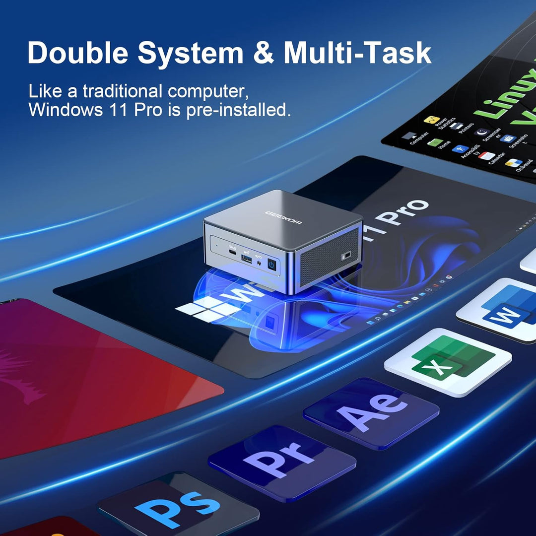 GEEKOM Mini PC NUC 11 i7 Mini IT11 2TB, Intel i7-11390H (8 Threads, 12 MB Cache, Max 5 Ghz), 32 GB D