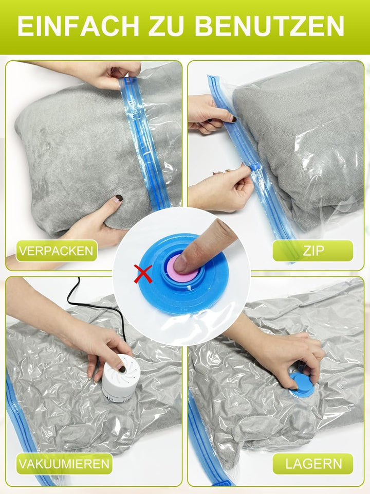 Vakuumbeutel für Kleidung mit Elektrischer Luftpumpe, PARPAT 10 Stück (3 Jumbo 100x80cm &3 Gross 80x