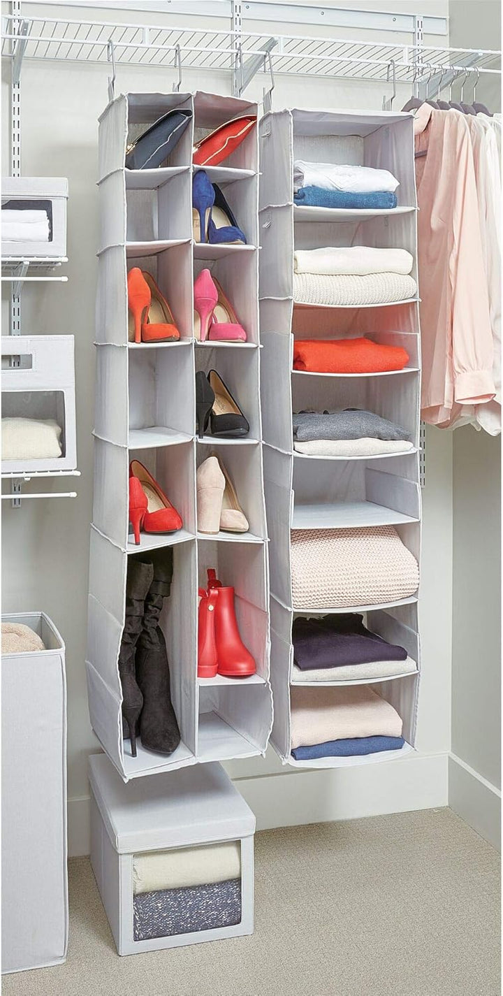 InterDesign Evie Schrank-Organizer, Stoff MDF, Schuh- und Stiefelorganizer, 12-16 Compartment, Schuh