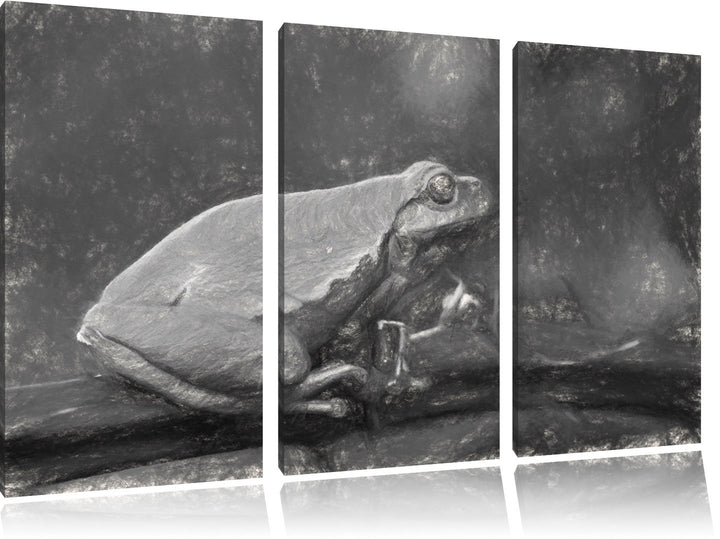 kleiner Frosch auf Dornenast NewArt 3-Teiler Leinwandbild 120x80 Bild auf Leinwand, XXL riesige Bild
