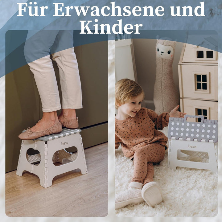 BISOO Tritthocker Kinder - Klapphocker Faltbar 120Kg für Bad & Küche - Hocker Klappbar für Kinder &