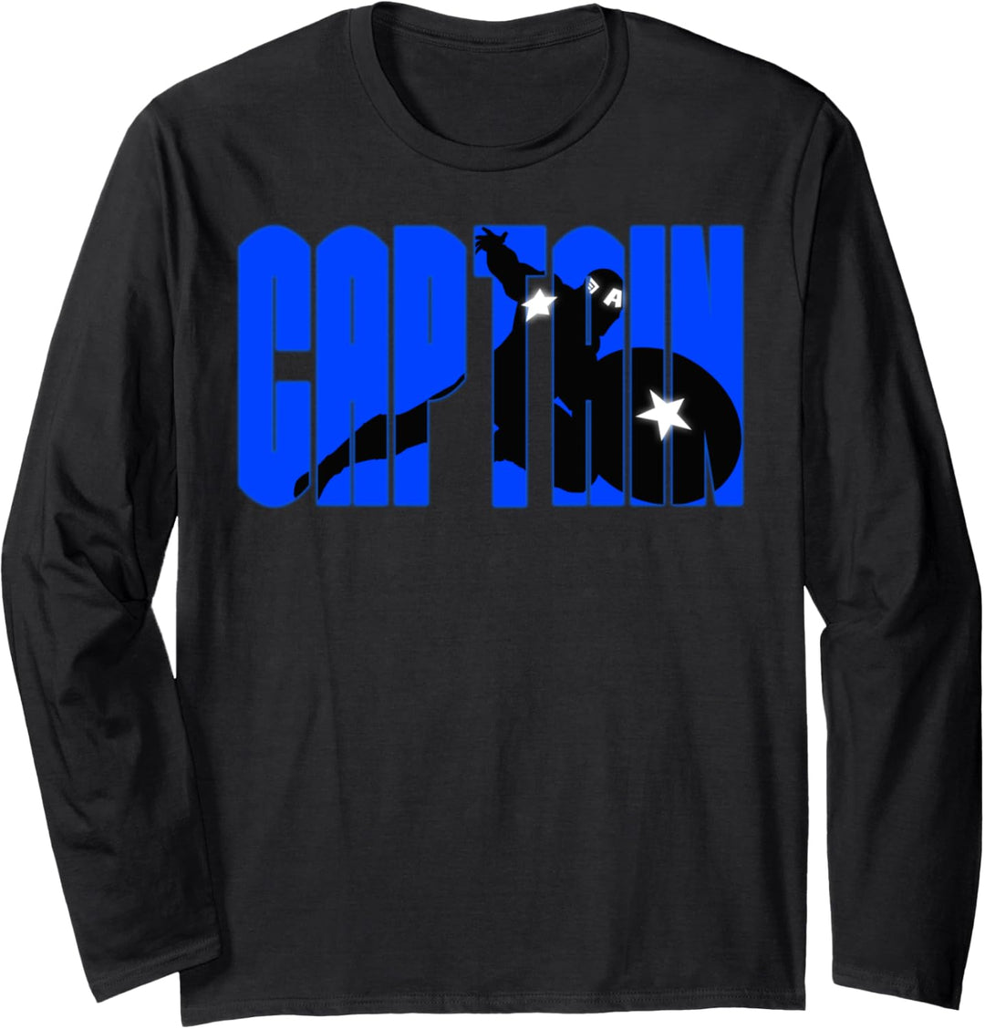 Marvel Captain America Block Letters Silhouette Langarmshirt