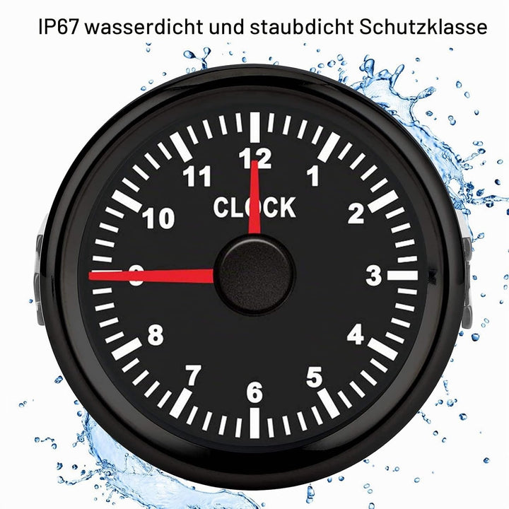 Aramox Universal Dial Clock Meter,2in/52mm Clock Gauge Instrument 0-12 Stundenzähler Rote Hintergrun