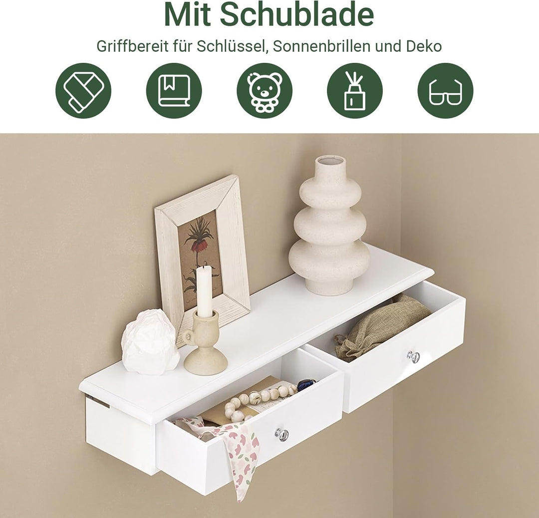 SoBuy FRG43-W Wandschrank Badezimmerschrank Hängeregal Wandregal Wandgarderobe mit 2 Schubladen Häng