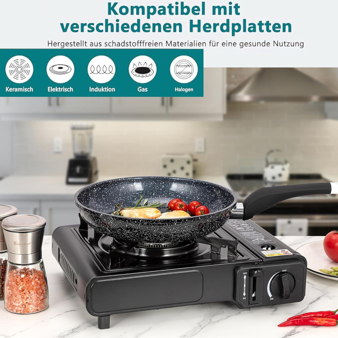 EliteHoff Pfanne Induktion, Bratpfanne mit Antihaftbeschichtung, Geeignet für alle Herdarten, Granit