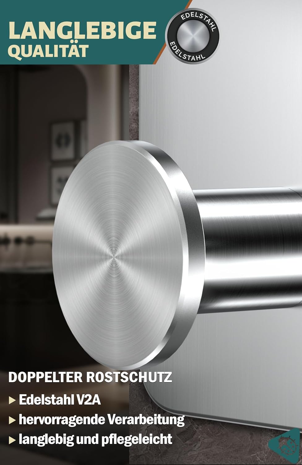 Menz Klebehaken ohne Bohren MZ - 6 STÜCK Edelstahl Silber 6 Stück, Silber 6 Stück