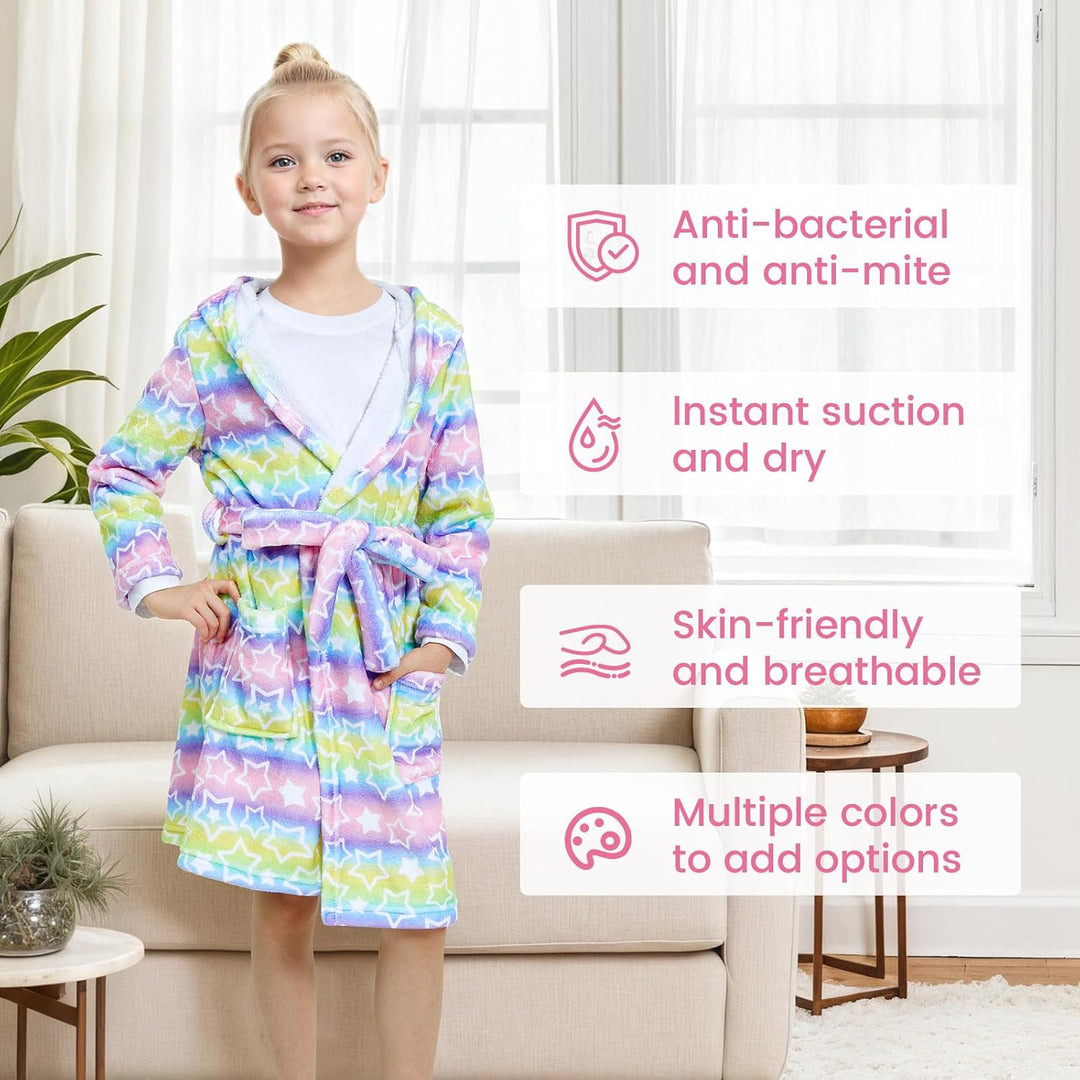 WYTbaby Bademantel Kinder Mädchen Flauschig Fleece bademantel mädchen Lange Ärmel Kinderbademantel m