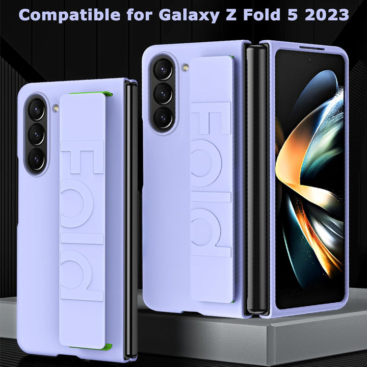 NINKI Samsung Galaxy Z Fold 5 Hülle mit Handschlaufe - Voller Schutz PC Bumper Case mit Gurt, Leicht