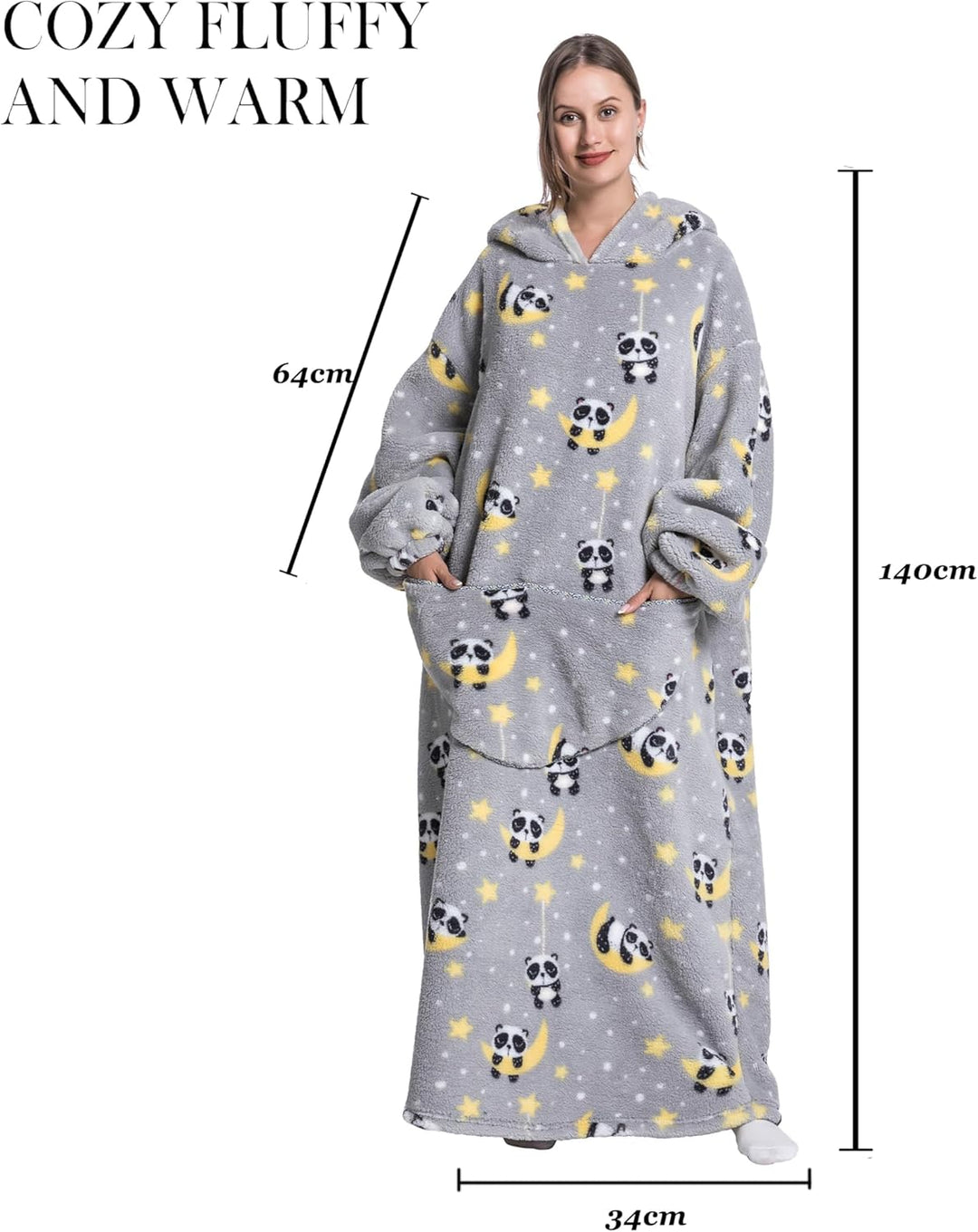 Lange Hoodie Decke mit Ärmeln für Damen & Erwachsene - Kuscheldecke mit Ärmeln - Weiche & Warme Deck