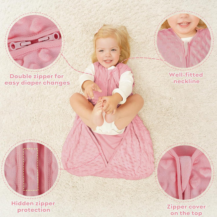 Yoofoss Schlafsack Baby Winter 1.5 Tog - 2er Pack 67cm/0-6 Monate Winterschlafsack Herbst Babyschlaf