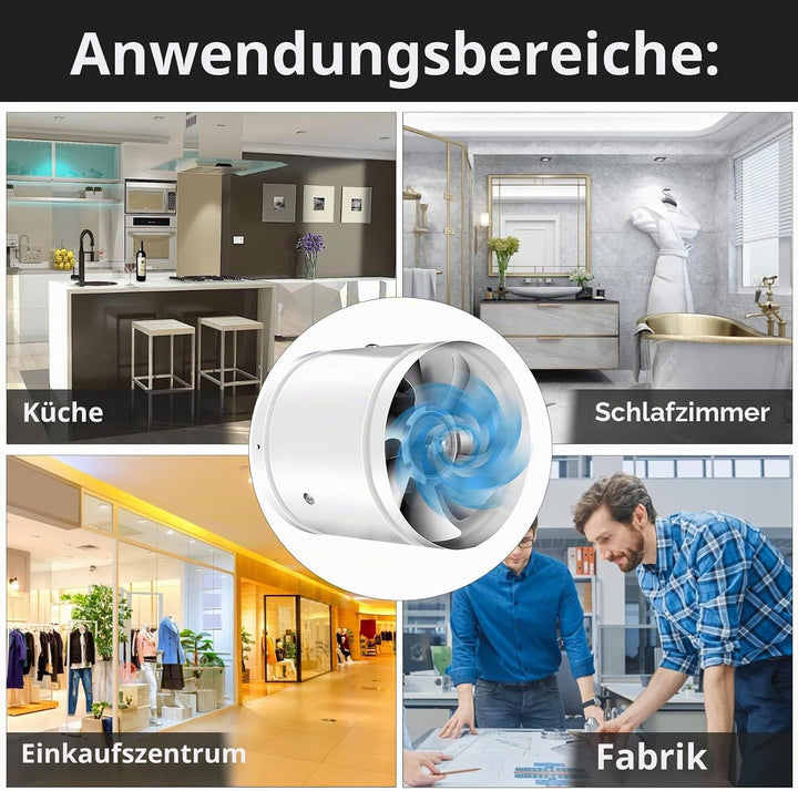 Abluftventilator 200mm Inline Rohrventilator, 1000m³/h Abluft Zuluft Rohrlüfter Industrielüfter Ener