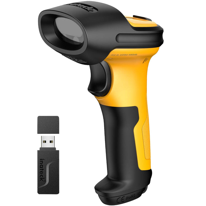 Inateck Barcode Scanner Wireless 2.4GHz, Akku mit 2600 mAh, 60 m Reichweite, automatisches Abtasten