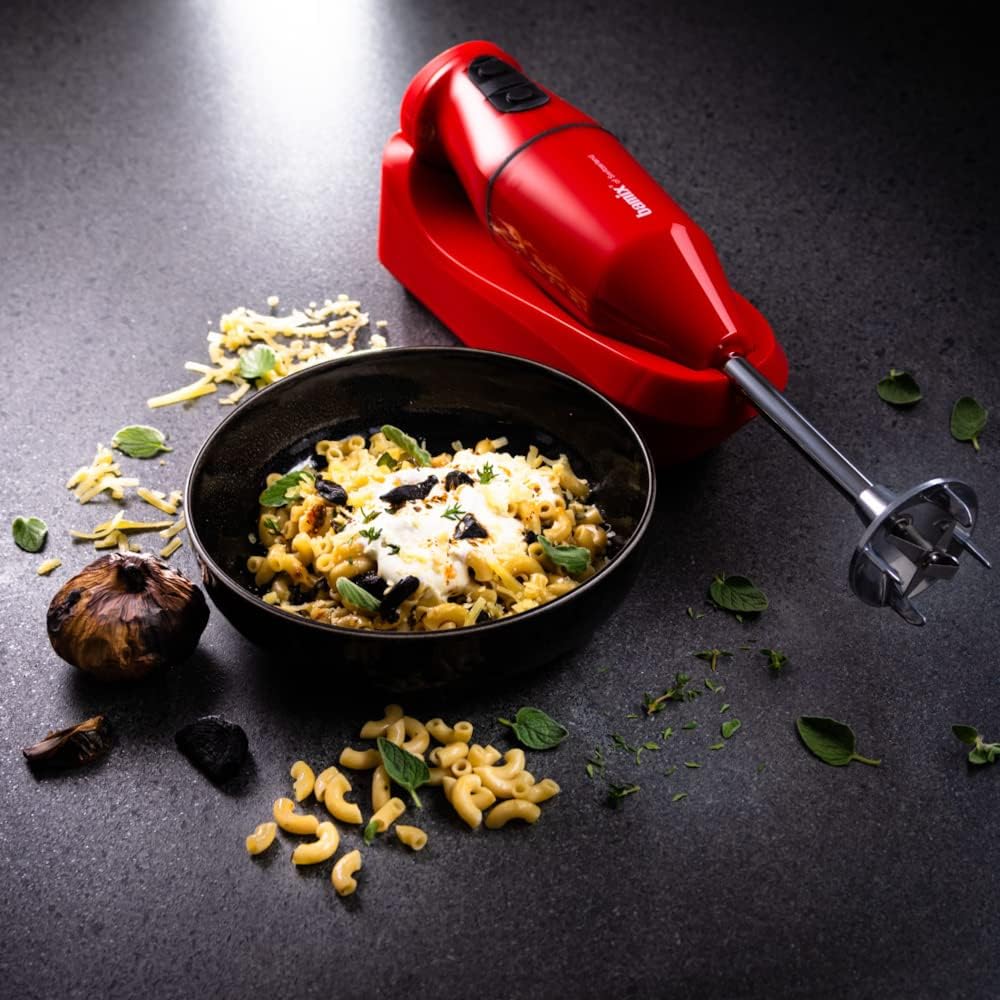 bamix Stabmixer Set cordless kabellos, inkl. Ladestation, Multimesser, Quirl, Schlagscheibe aus Edel
