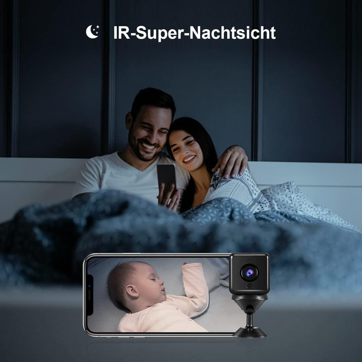 AOBOCAM Mini Kamera, 4K HD WLAN Überwachungskamera Innen WiFi Kamera Live Übertragung Handy APP Für
