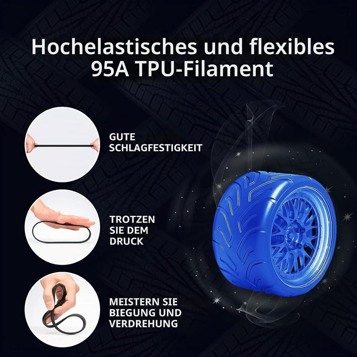 GEEETECH TPU filament 1.75mm Transparent Blau, Flexible 3D Drucker Filament 500g 1 Spool, Transparen