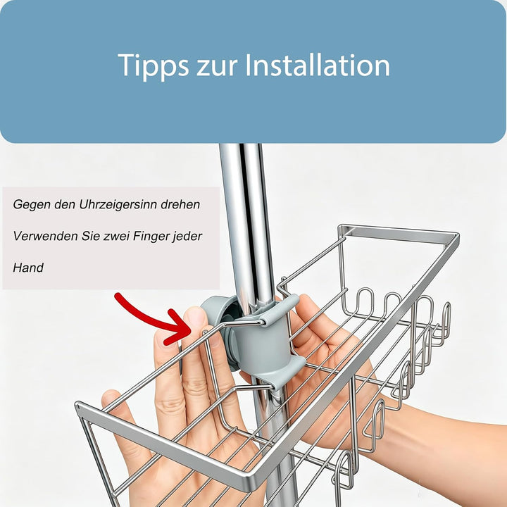 RUIHANDA Duschablage Ohne Bohren, Duschregal für RUNDE Stangen 18mm-25mm Duschstange (Nicht für Quad