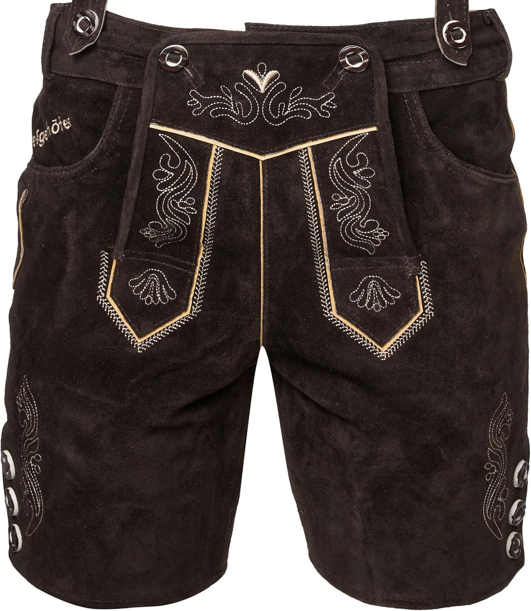 STEIGENHÖFER Lederhose Herren Tracht kurz - Anton - Trachtenhose mit Trägern - 100% Rindsleder - Tra