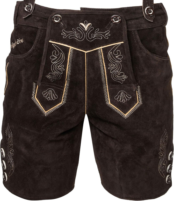 STEIGENHÖFER Lederhose Herren Tracht kurz - Anton - Trachtenhose mit Trägern - 100% Rindsleder - Tra