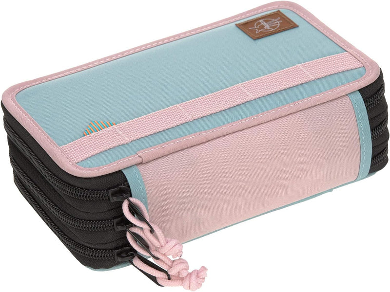 LÄSSIG Federmäppchen befüllt 20-teilig School Triple Pencil Case Unique Rose/Blue/Black