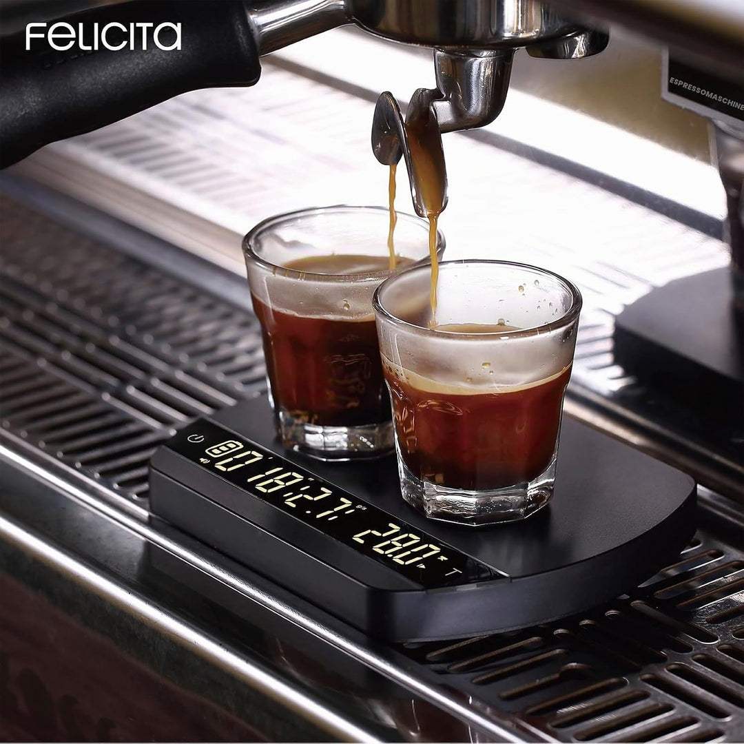 FELICITA ARC Kaffeewaage, Elektronische Espressowaage und Pour-Over Kaffeewaage mit Timer, 0,1 g Gen
