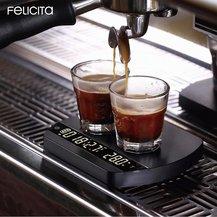 FELICITA ARC Kaffeewaage, Elektronische Espressowaage und Pour-Over Kaffeewaage mit Timer, 0,1 g Gen