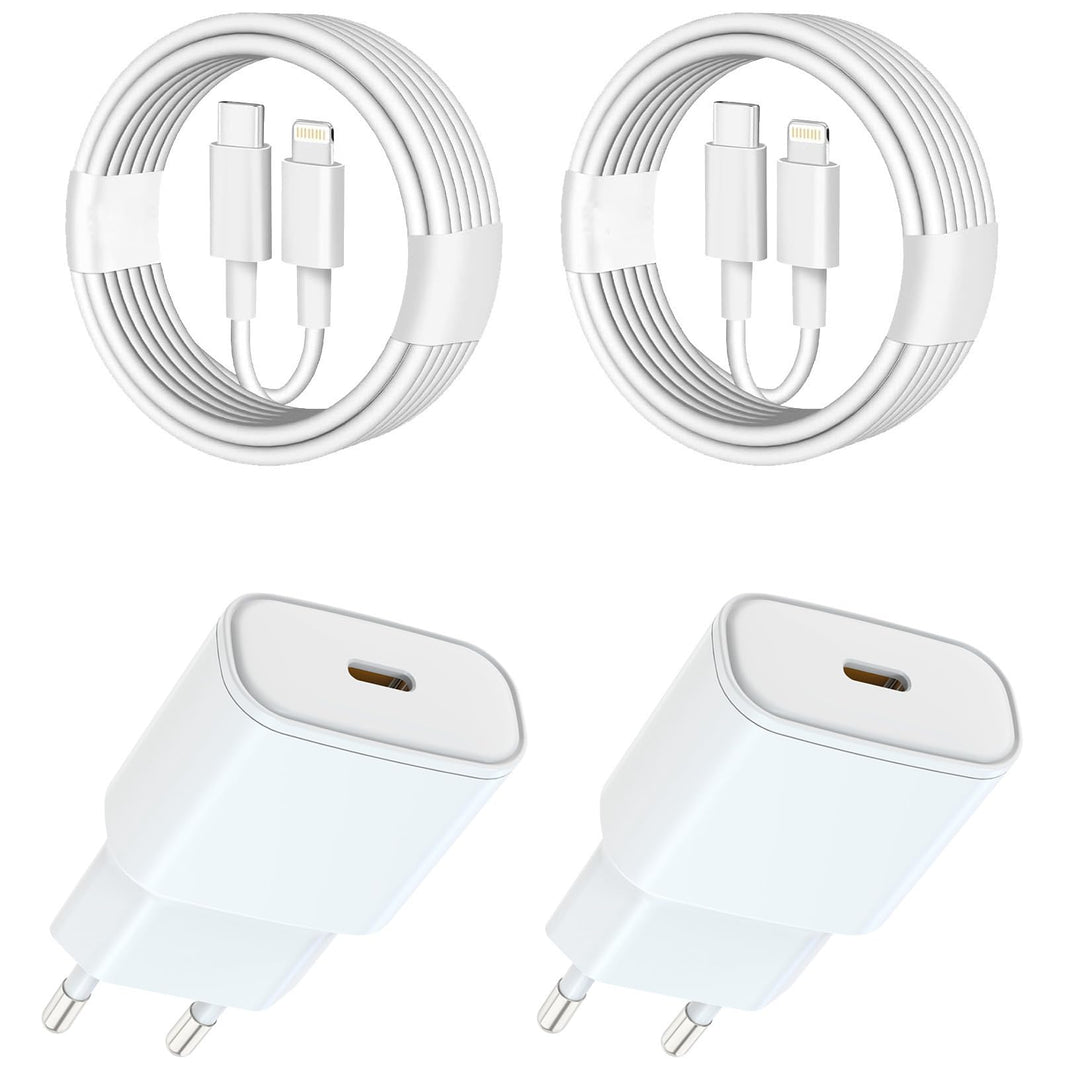Schnellladekabel iPhone Ladekabelbel [MFi-Zertifiziert] 25W USB C Ladegerät und 2M Lightning- Kabel