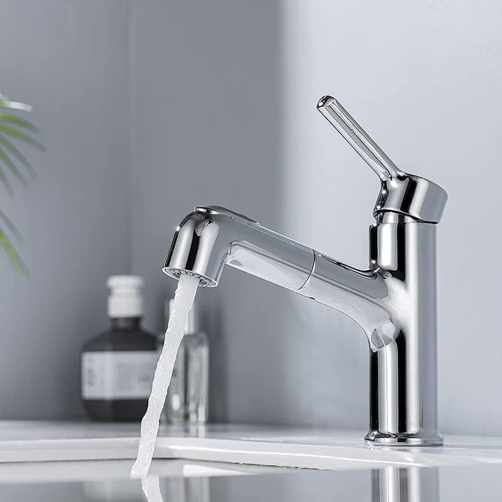 ONECE Wasserhahn Bad mit ausziehbar Brause, Waschtischarmatur aus Messing Einhebelmischer Badarmatur