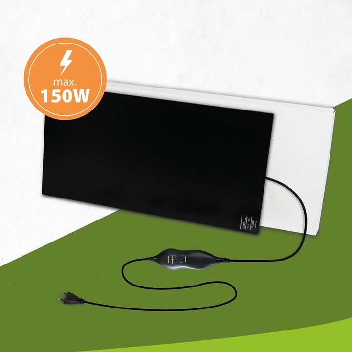 Infrarot Wärmeplatte Schreibtischheizung 30x60cm 150W mit Dimmer für stufenlose Regelung, IR Büro He