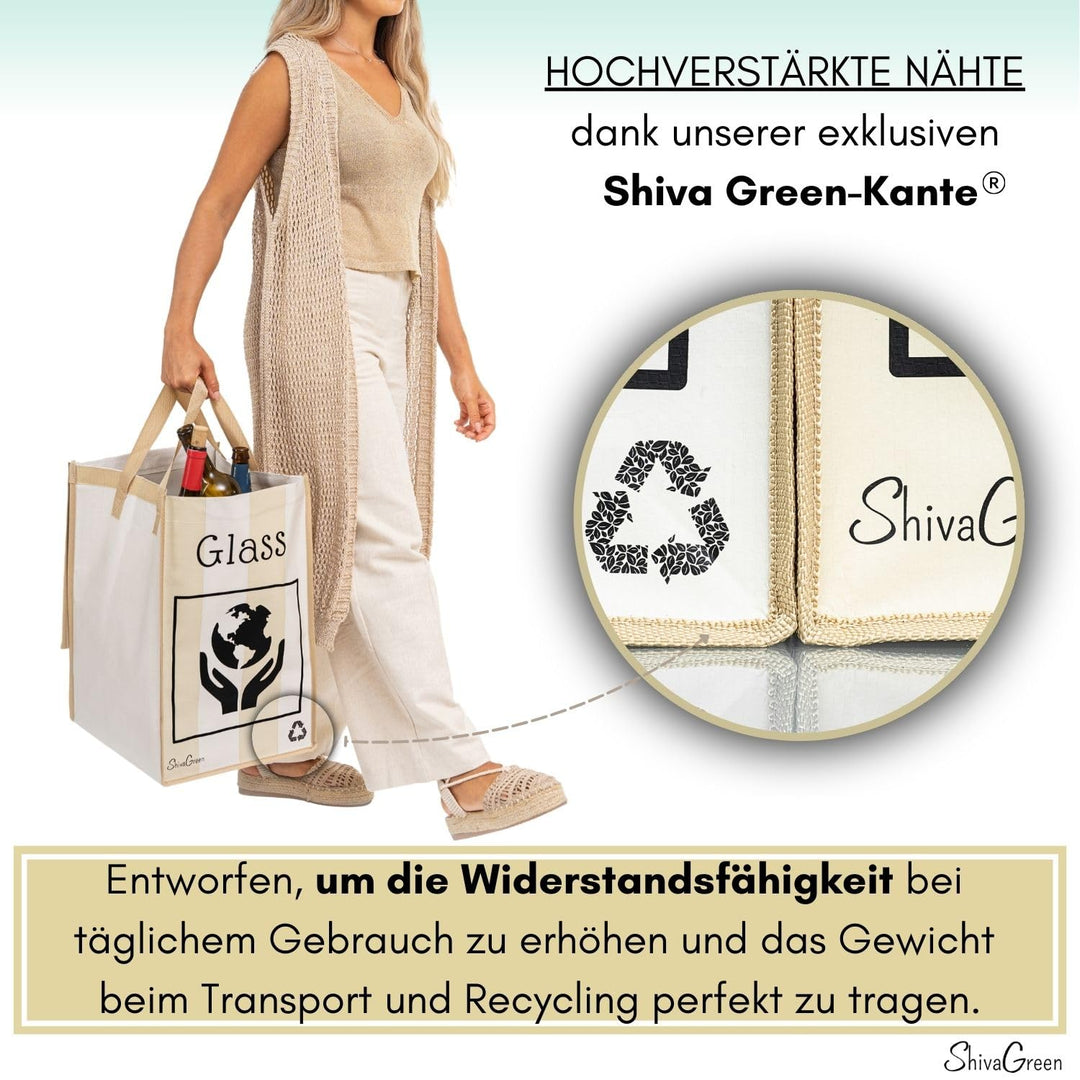 Shiva Green Mulltrennsystem 3fach - Altglas Sammelbehälter - Recycling System - Leergut Sammelbehält