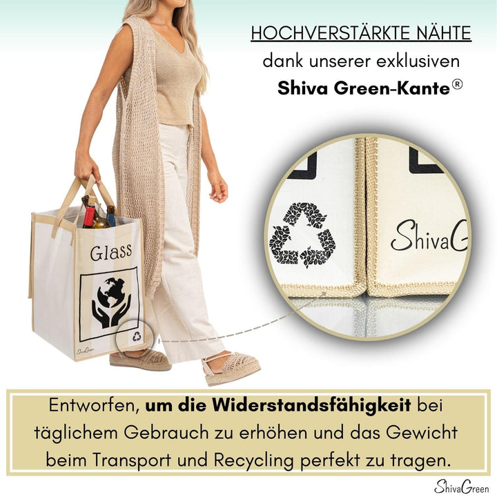 Shiva Green Mulltrennsystem 3fach - Altglas Sammelbehälter - Recycling System - Leergut Sammelbehält