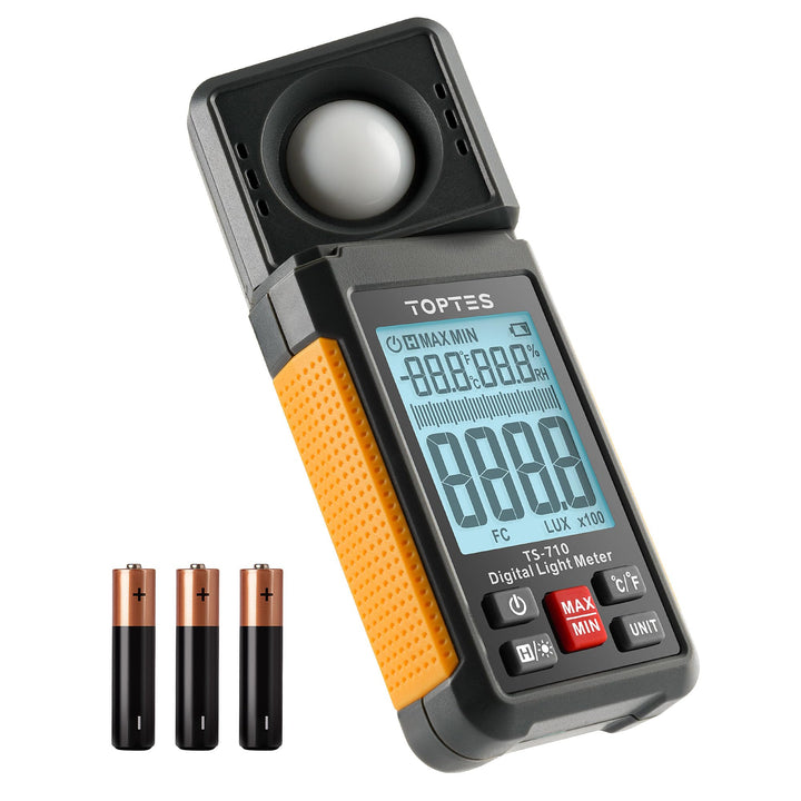 TopTes TS-710 Luxmeter mit 180º drehbarem Sensor, 0-200.000 Lux Lichtmessgerät mit Grosses Backlit L