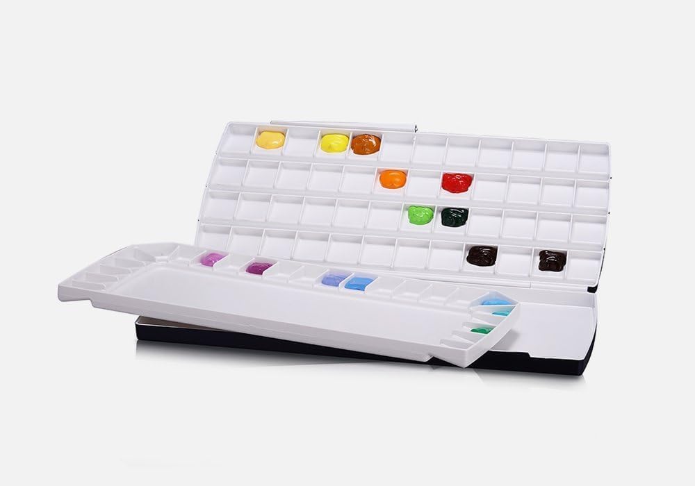 Mijello Aquarellpalette MWP-1772 luftdicht, Doppeldecker, 72 Mulden, 370 x 180 x 30 mm