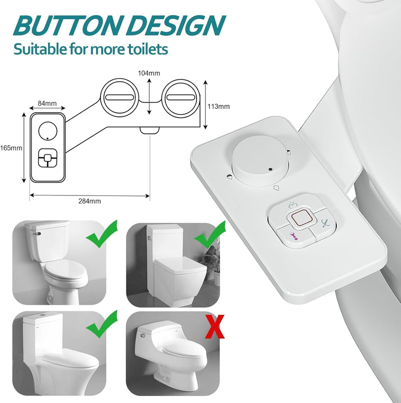 Bidet Aufsatz - SAMODRA Nicht Elektrisch Bidet Toilettenaufsatz mit Einziehbare selbstreinigende Dop