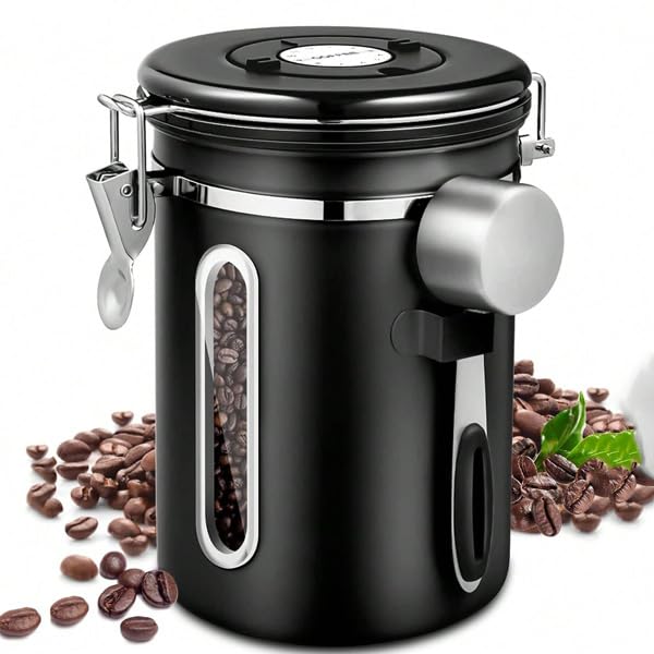 Kaffeedose Luftdicht – Premium Kaffeebohnen Behälter für 1.8L Bohnen & Gemahlenen Kaffee – Vakuum Ka