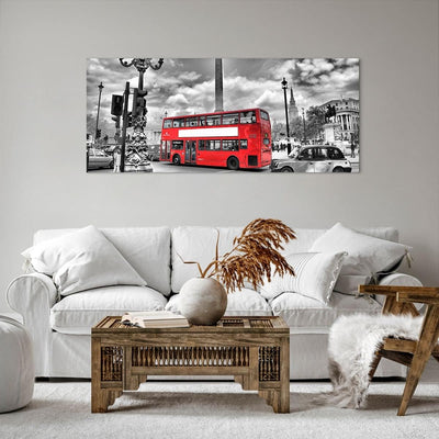 Wandbilder Dekoration Wohnzimmer Trafalgar Platz Taxi London Panorama Bilder auf Leinwand 120x50cm L